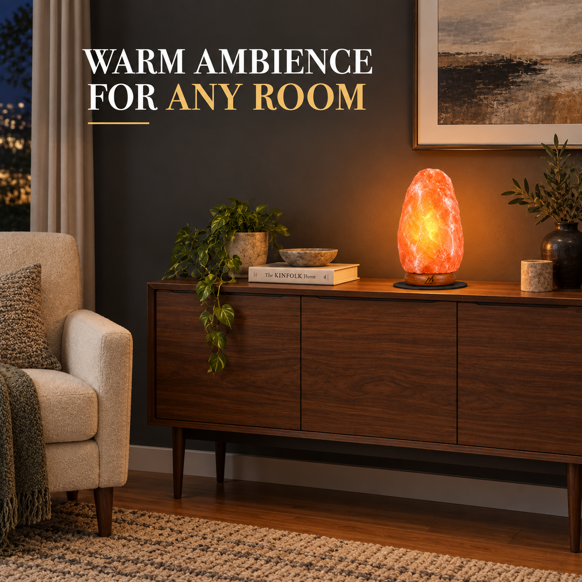11-inch salt lamp in a living room