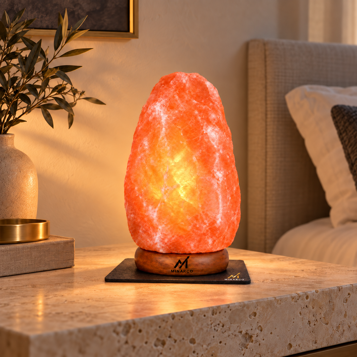 MINARCO 7-inch Himalayan salt lamp with branded protective mat
