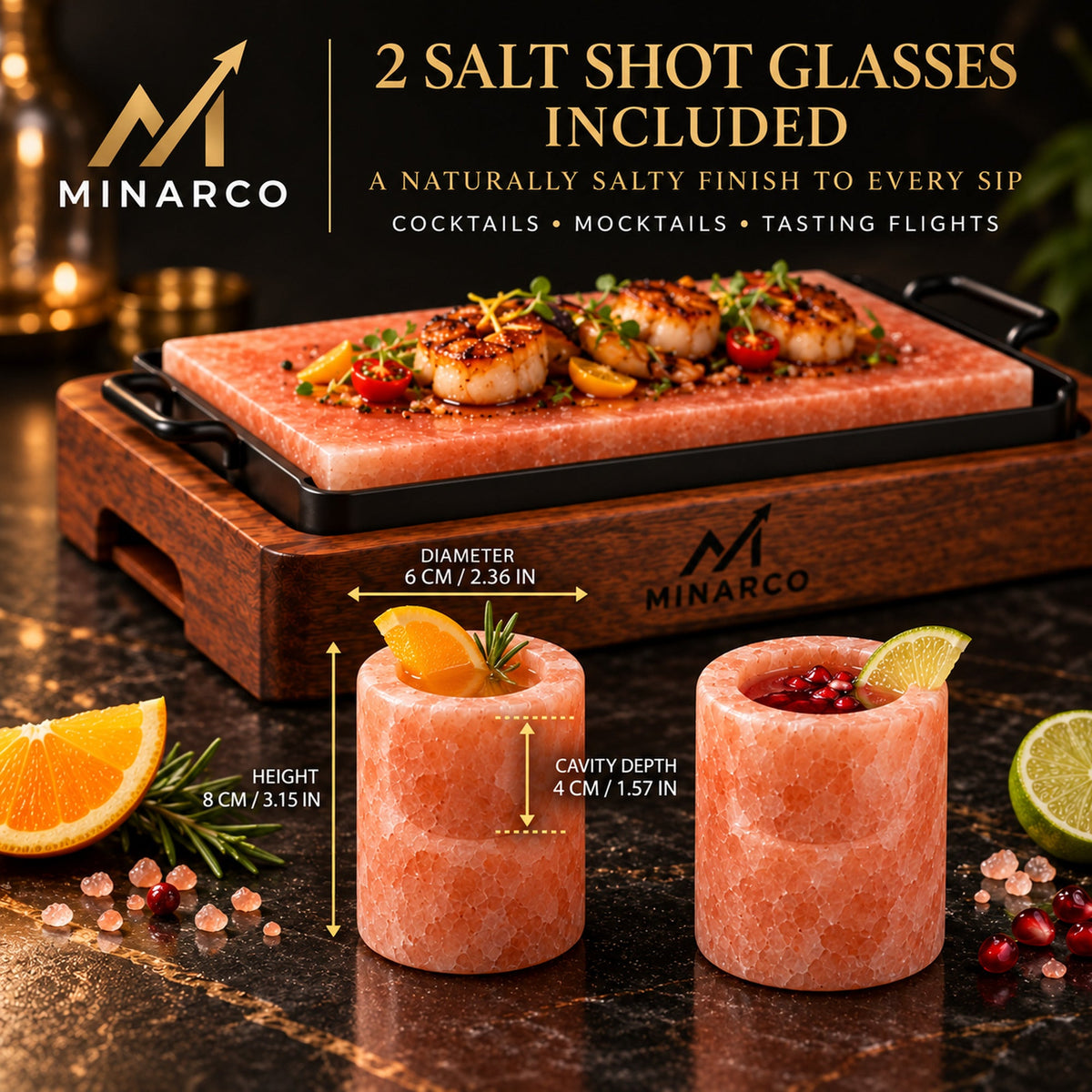 Two salt shot glasses with the cooking set