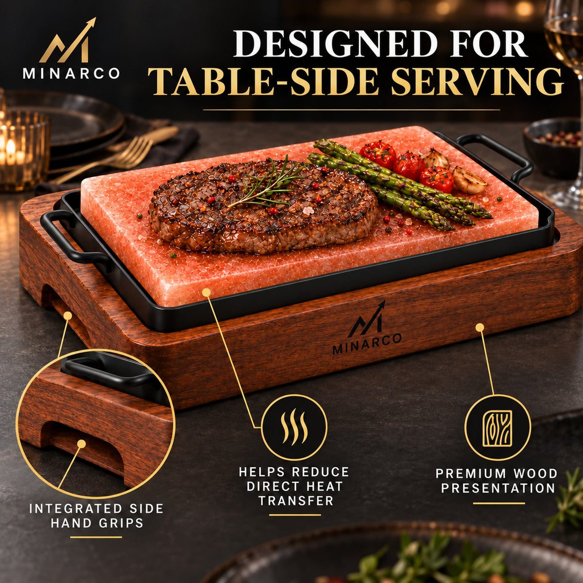 MINARCO wooden tray for the cooking plate